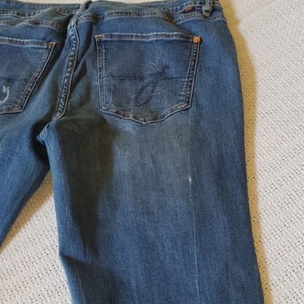 Jag Jeans Western Wear Embroidered Distressed Mid Rise Blue Sz 12 Jeans w Pocket - Picture 8 of 12